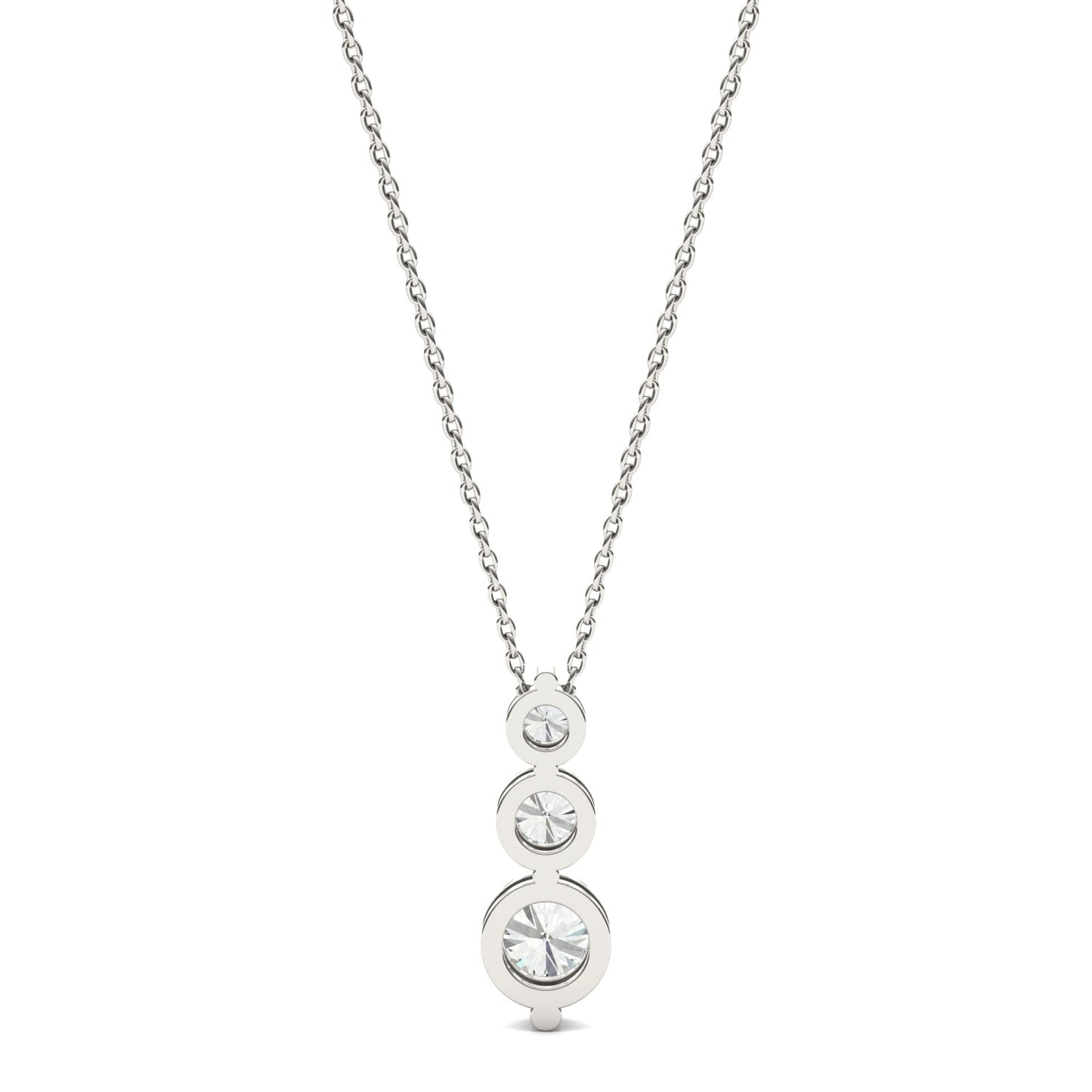 1.29 CTW Round Moissanite Three-Stone Drop Pendant