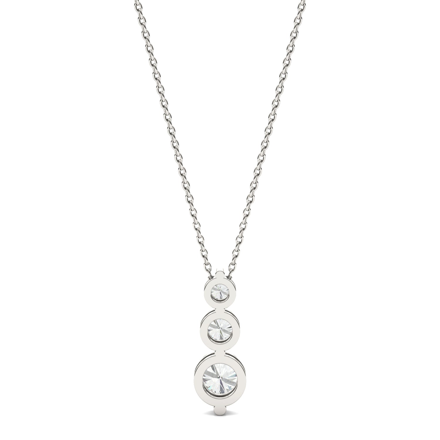 1.29 CTW Round Moissanite Three-Stone Drop Pendant