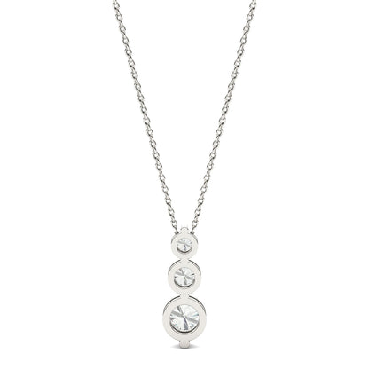 1.29 CTW Round Moissanite Three-Stone Drop Pendant