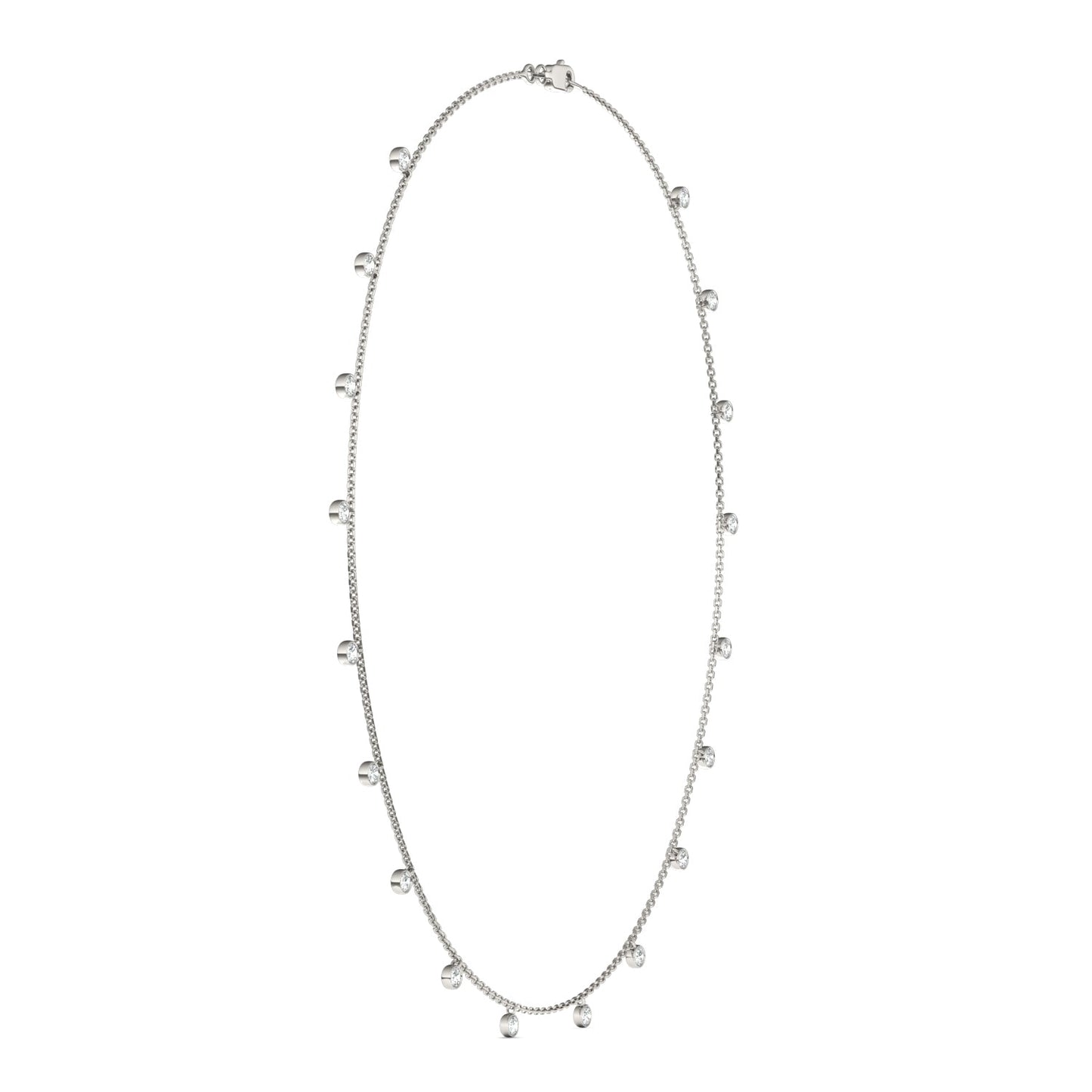 Moissanite Silver Bezel Round Drop Necklace