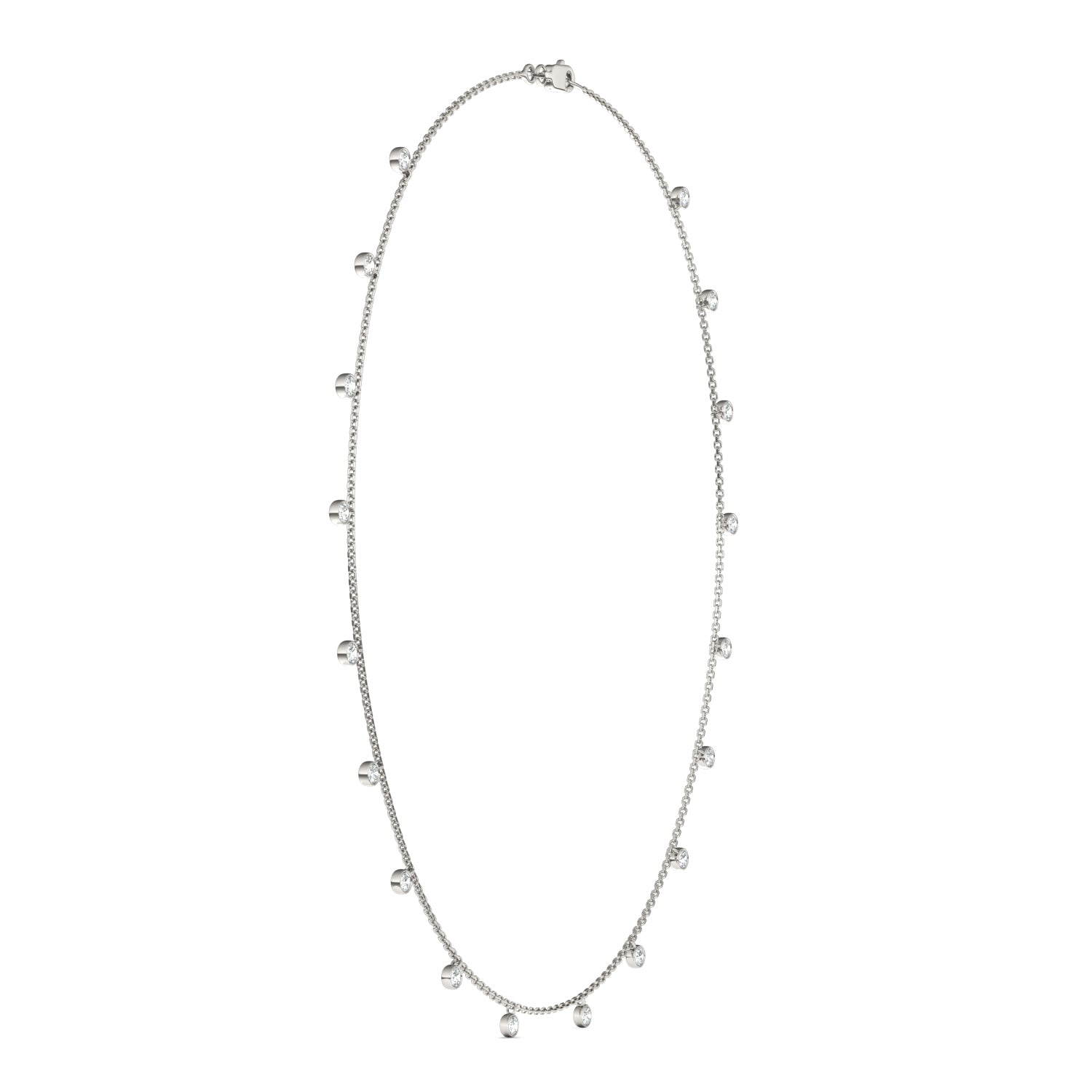 Moissanite Silver Bezel Round Drop Necklace