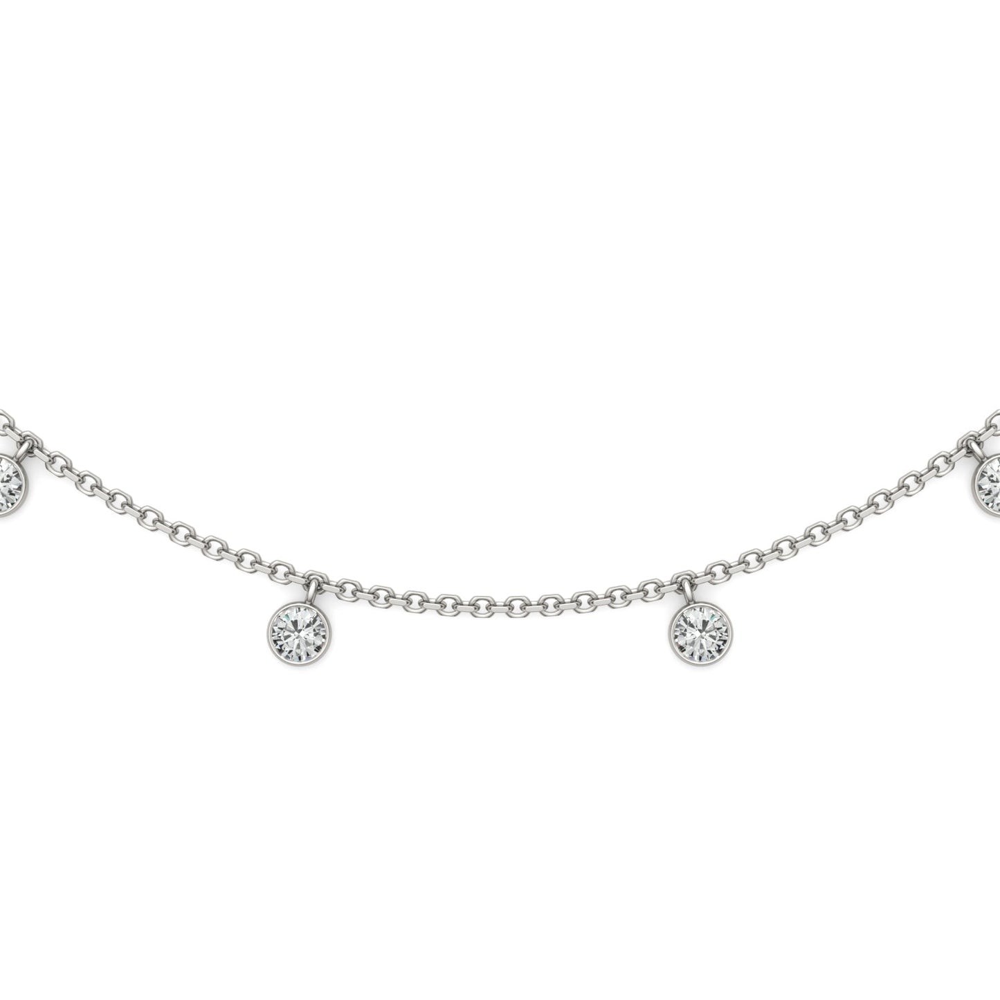 Moissanite Silver Bezel Round Drop Necklace