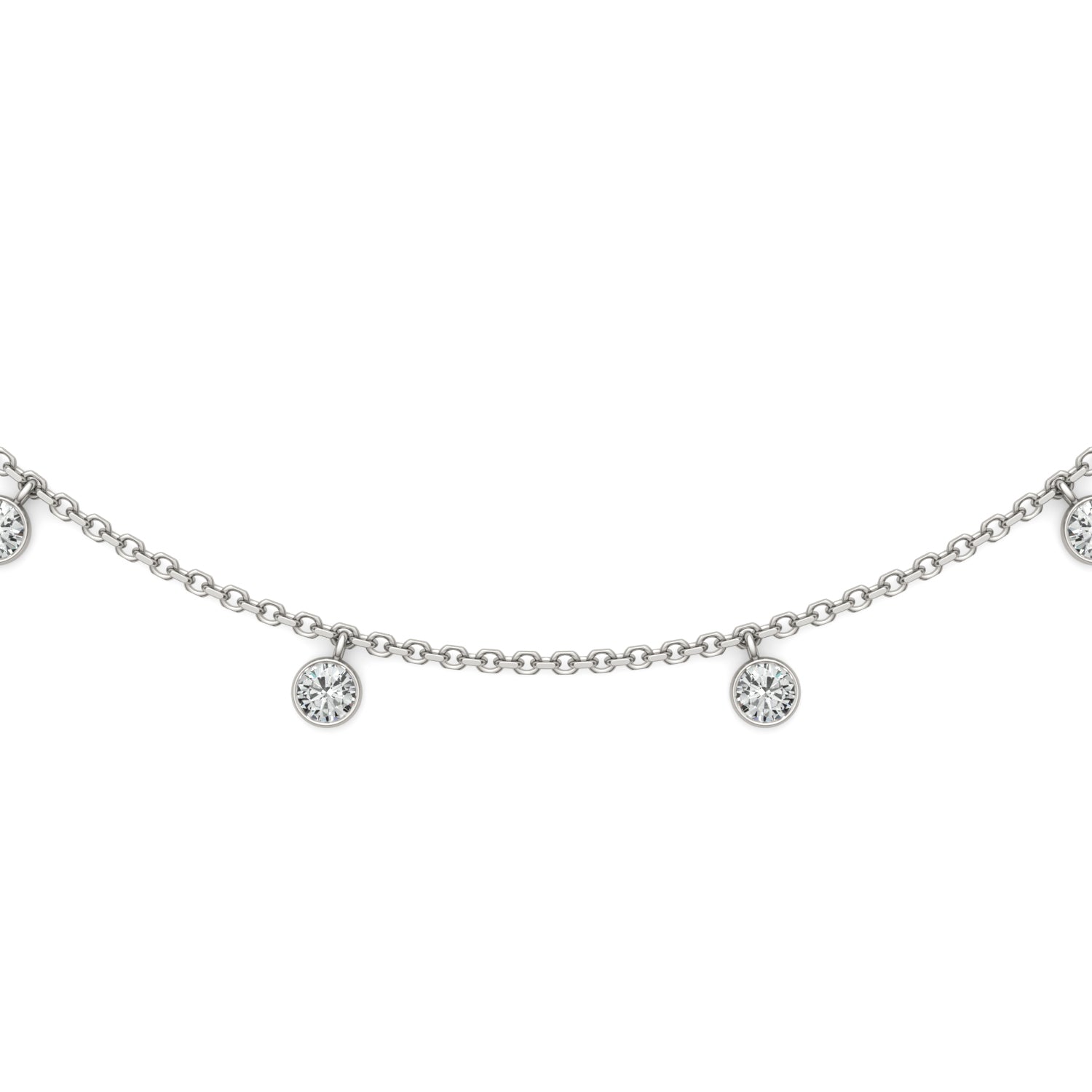 Moissanite Silver Bezel Round Drop Necklace