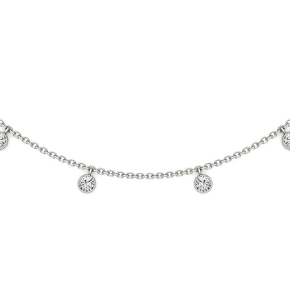 Moissanite Silver Bezel Round Drop Necklace