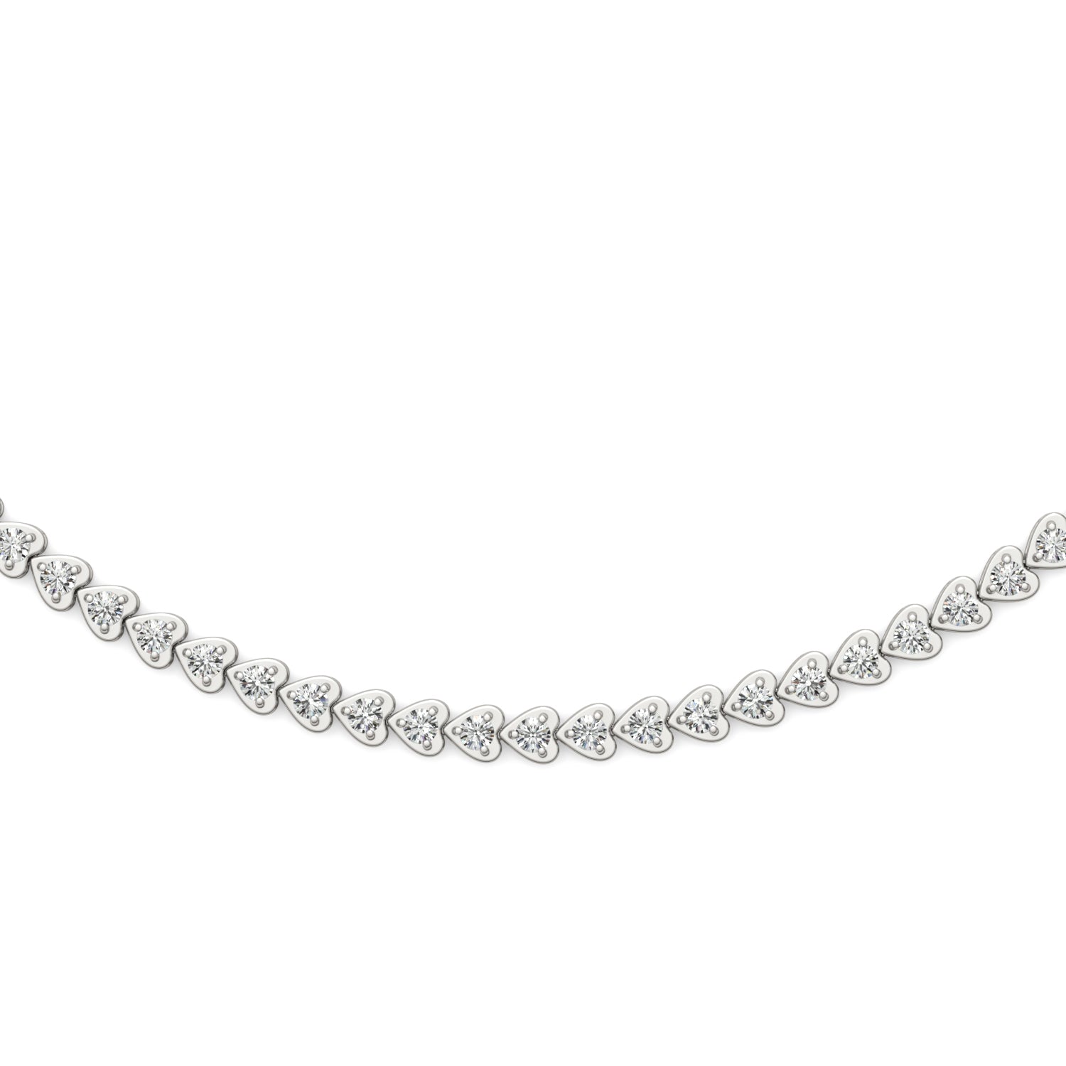 2.18 CTW Moissanite Heart Tennis Necklace