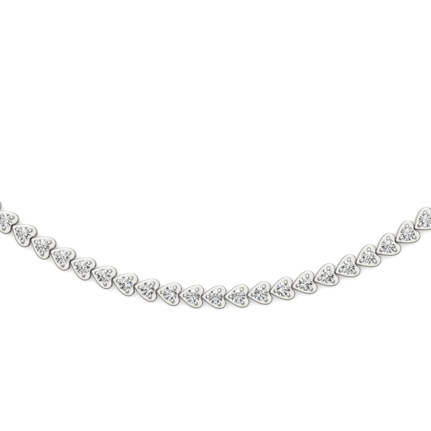 2.18 CTW Moissanite Heart Tennis Necklace