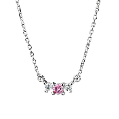 0.79 CTW Round Pink Moissanite Three-Stone Necklace