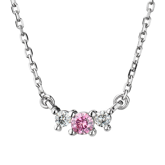 0.79 CTW Round Pink Moissanite Three-Stone Necklace