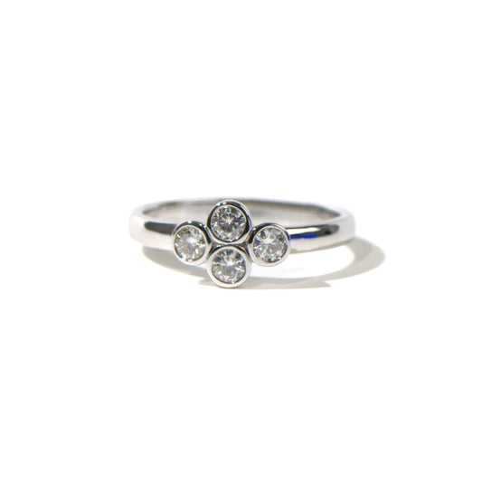 Moissanite Silver Bezel Round Ring