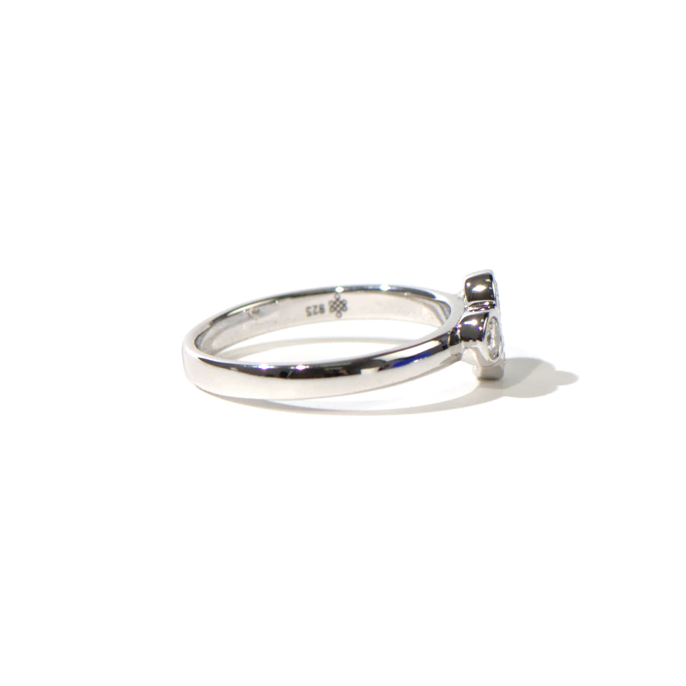 Moissanite Silver Bezel Round Ring