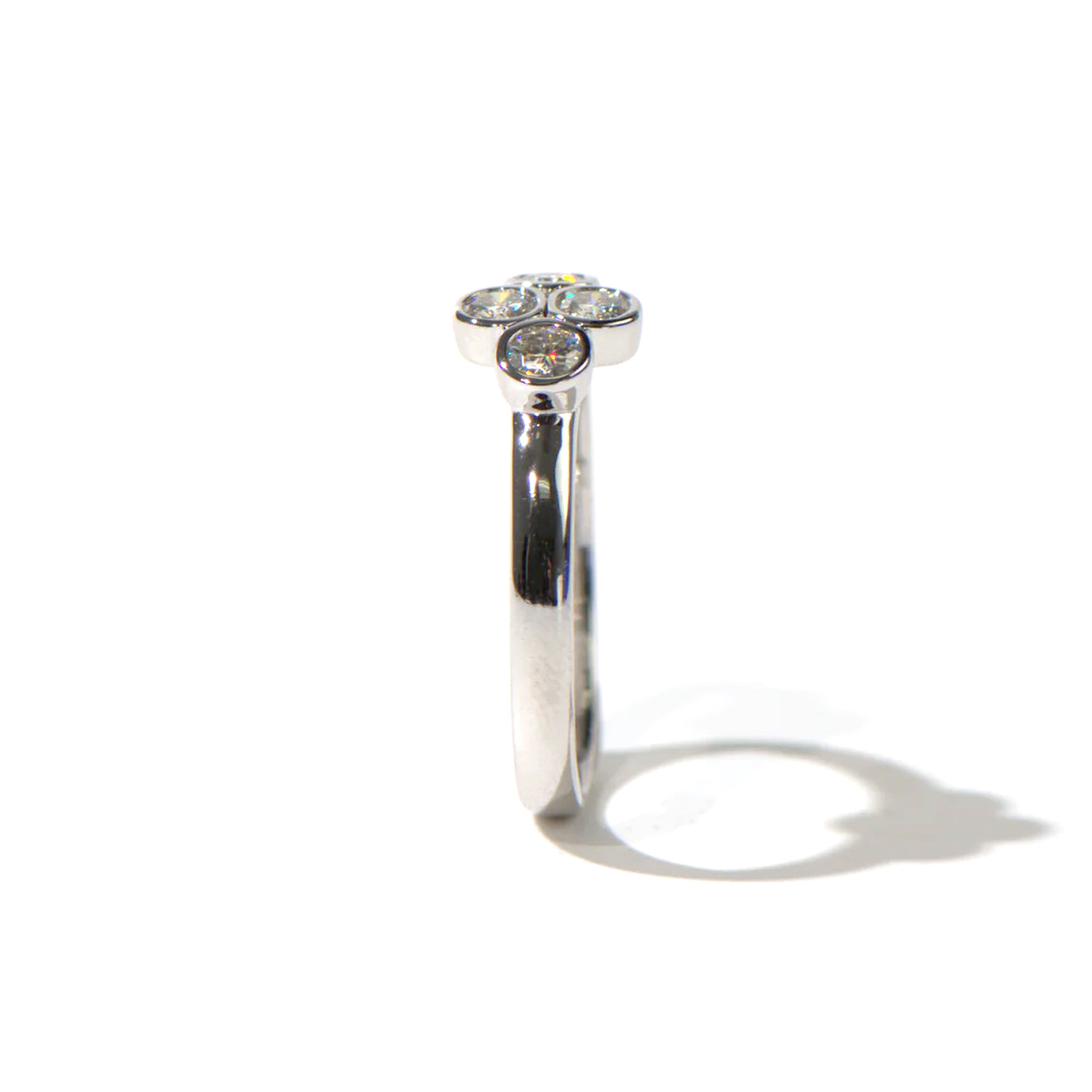 Moissanite Silver Bezel Round Ring