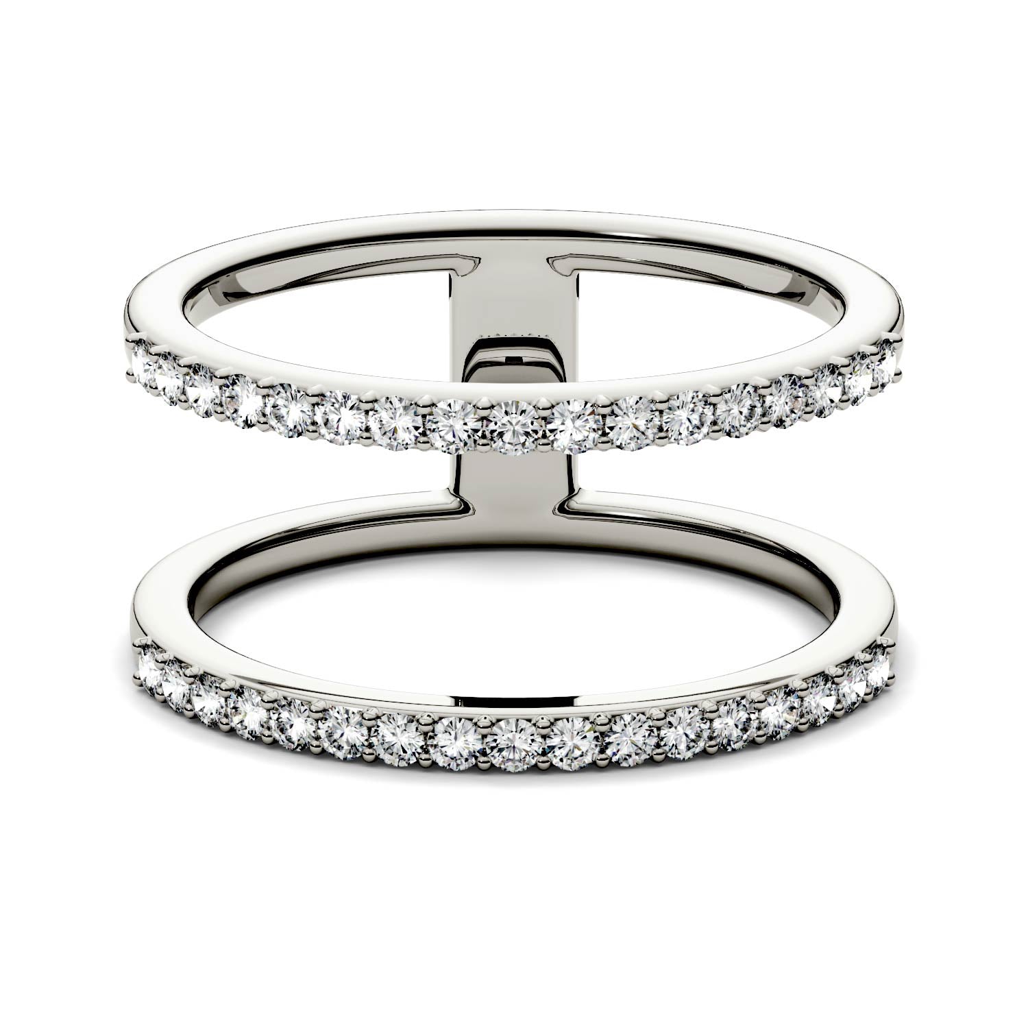 0.34 CTW Moissanite Double Row Ring