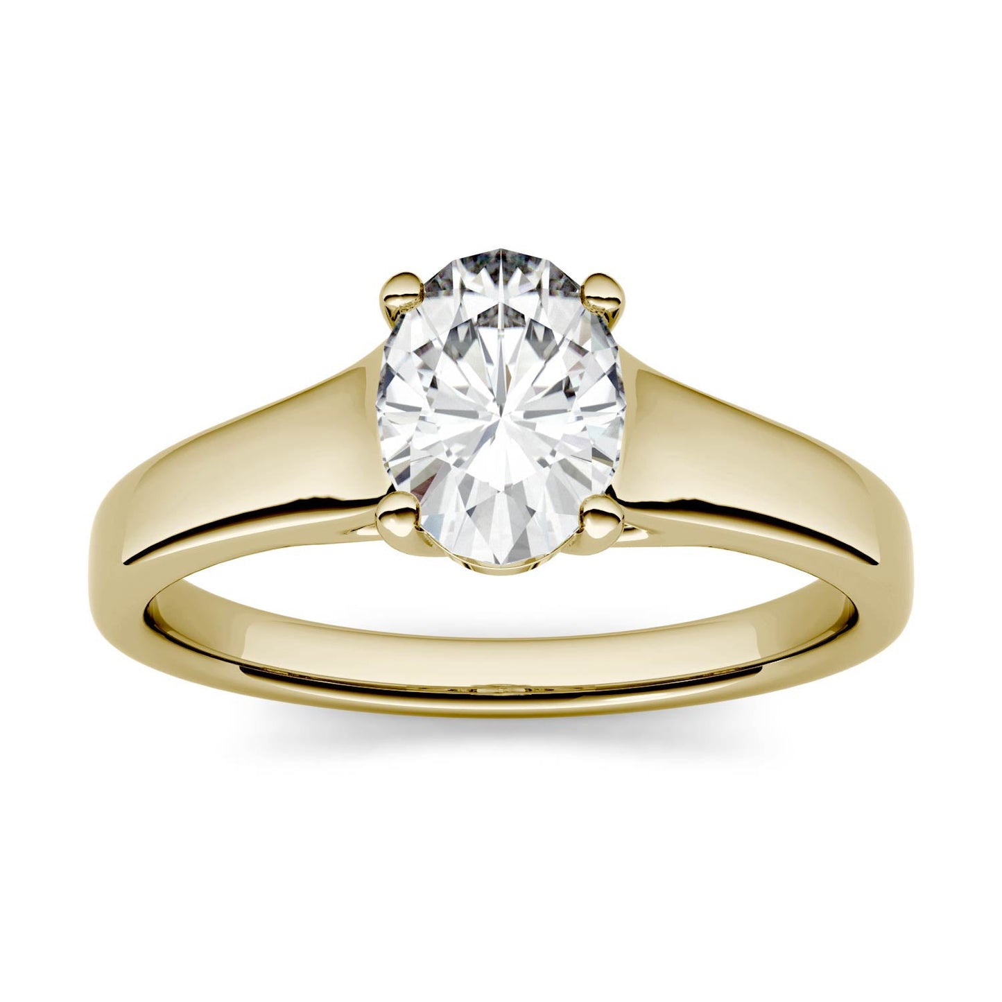 1.50 CTW DEW Oval Moissanite Solitaire Ring