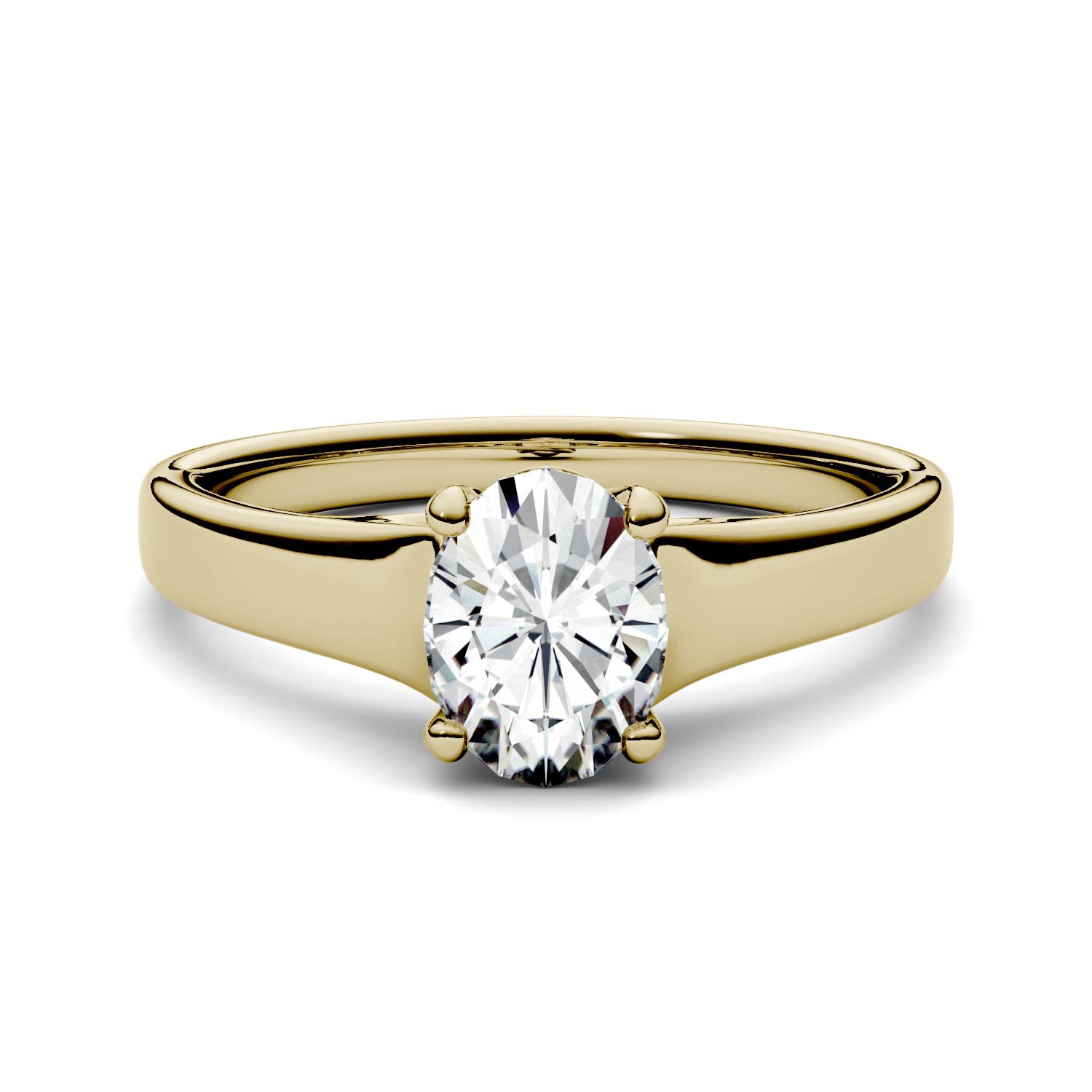 1.50 CTW DEW Oval Moissanite Solitaire Ring