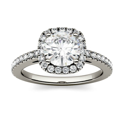 Moissanite White Gold Halo Ring