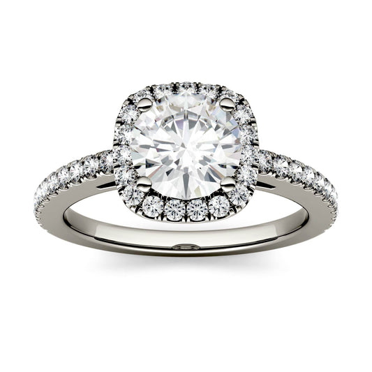 Moissanite White Gold Halo Ring