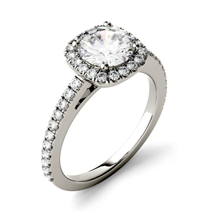 Moissanite White Gold Halo Ring