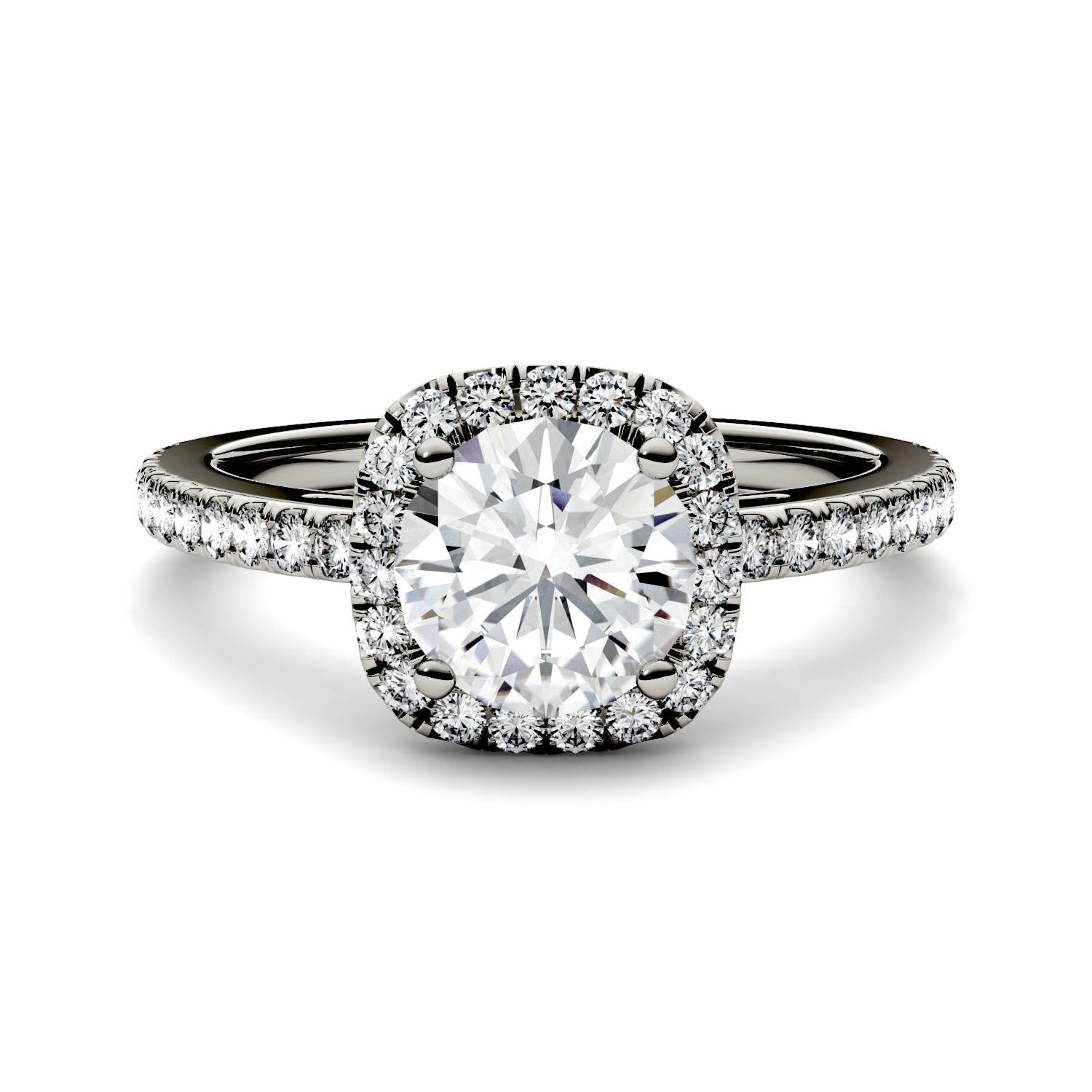 Moissanite White Gold Halo Ring