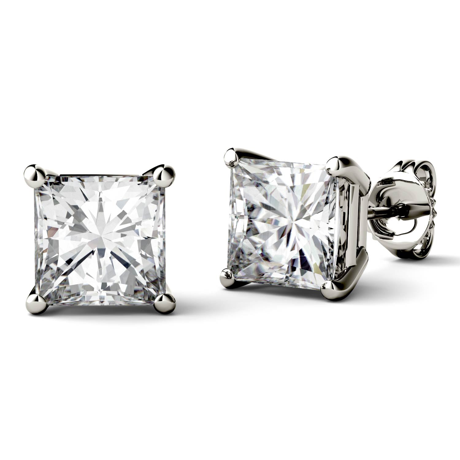 3.40 CTW Square Moissanite Stud Earrings