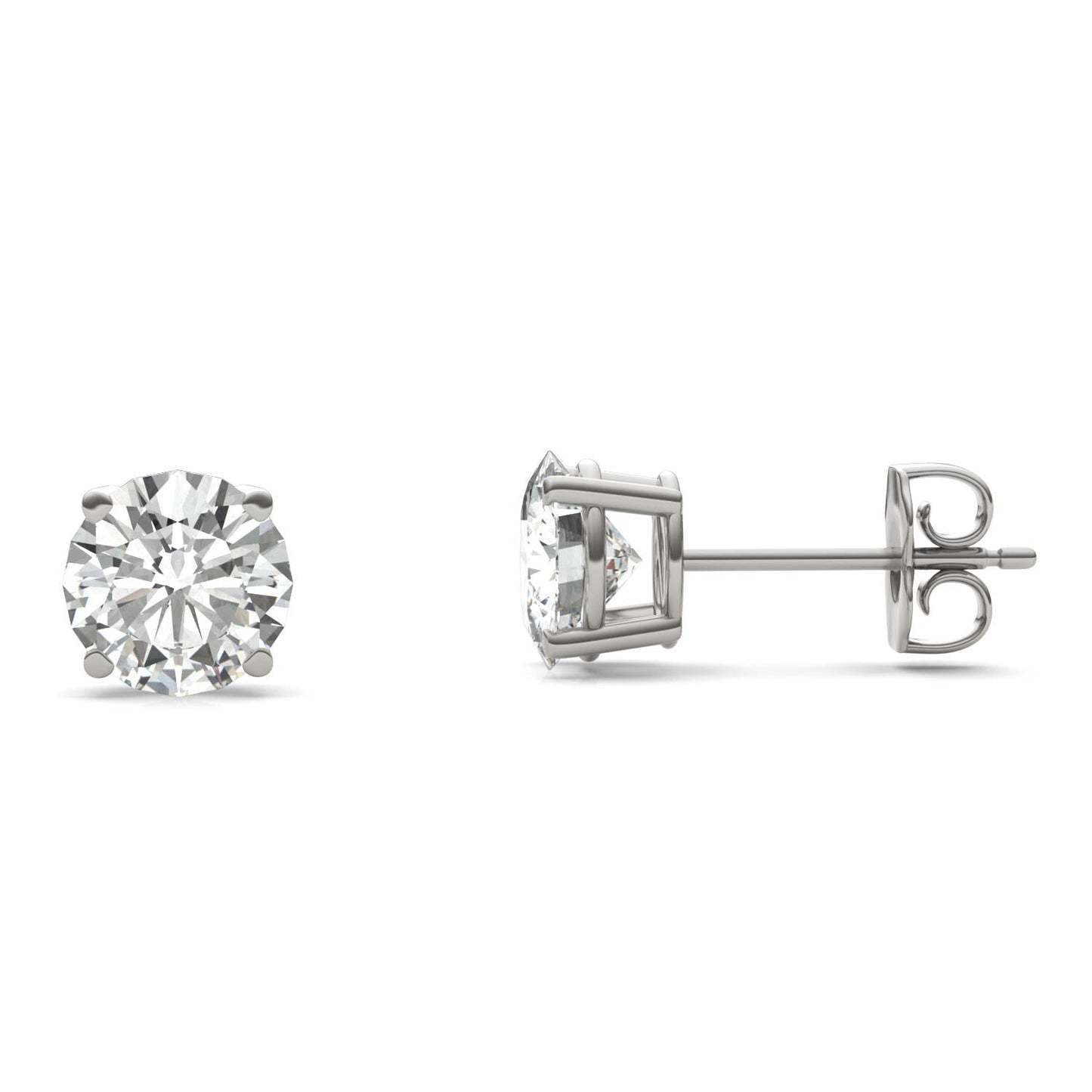 2.00 CTW Round Moissanite Platinum Earrings