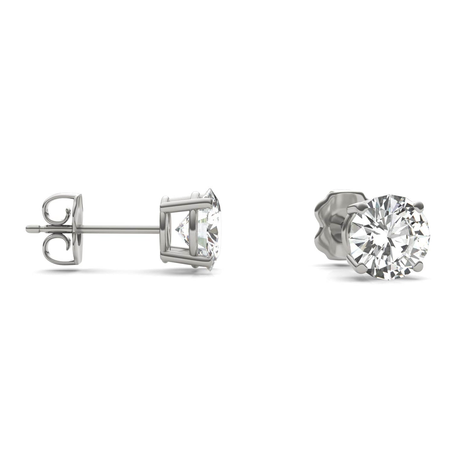 2.00 CTW Round Moissanite Platinum Earrings