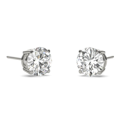 2.00 CTW Round Moissanite Platinum Earrings