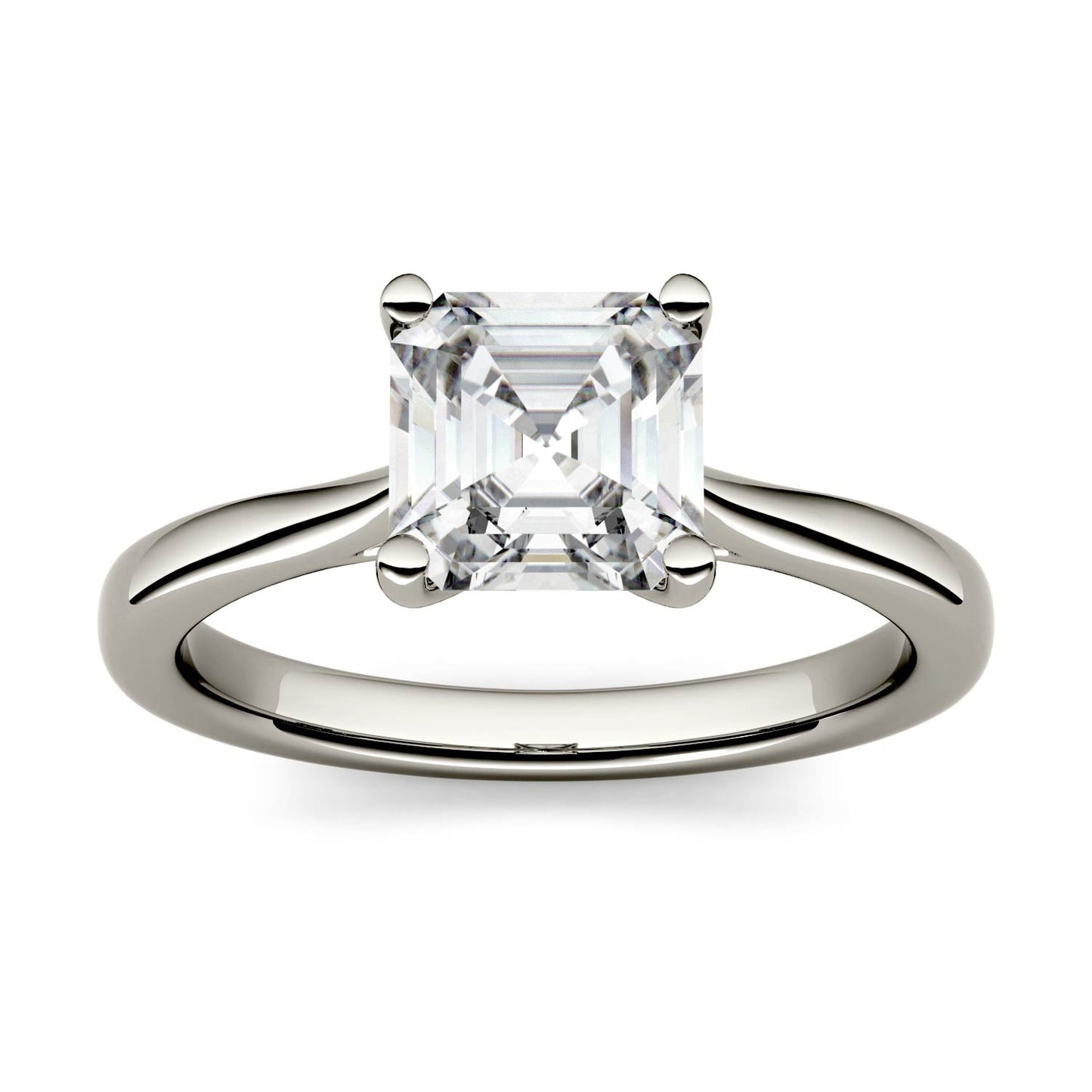 1.30 CTW Moissanite Four Prong Asscher Engagement Ring