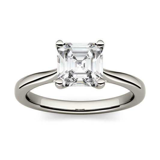 1.30 CTW Moissanite Four Prong Asscher Engagement Ring