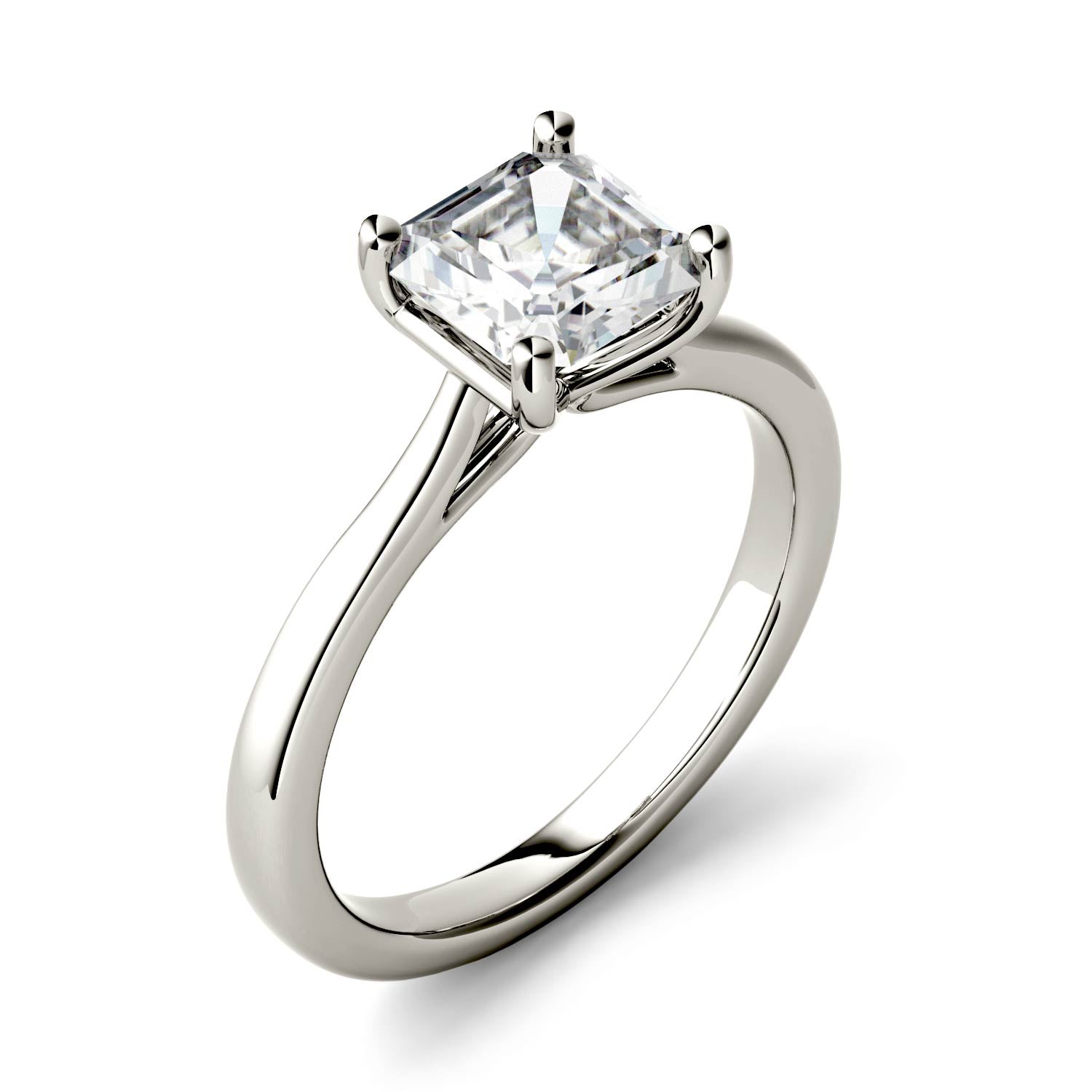 1.30 CTW Moissanite Four Prong Asscher Engagement Ring