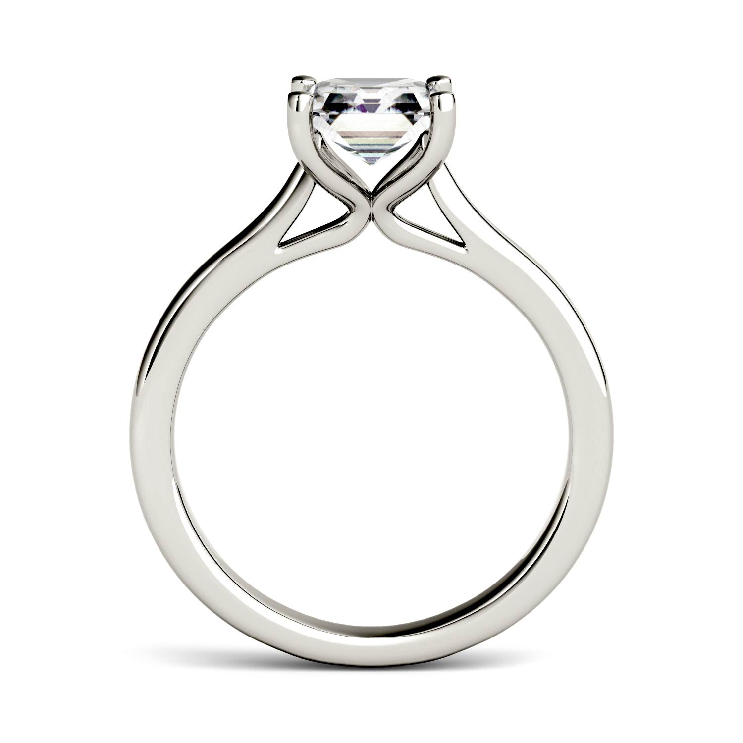 1.30 CTW Moissanite Four Prong Asscher Engagement Ring