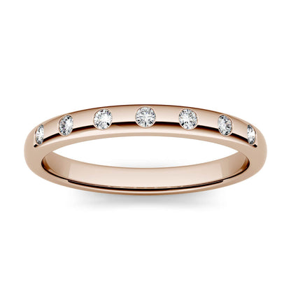 Moissanite Rose Gold Bezel Round Band