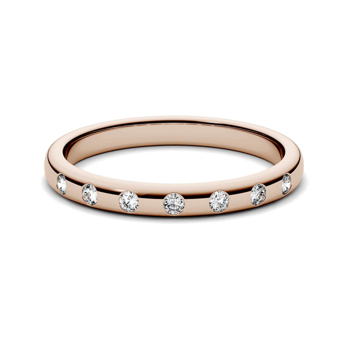 Moissanite Rose Gold Bezel Round Band