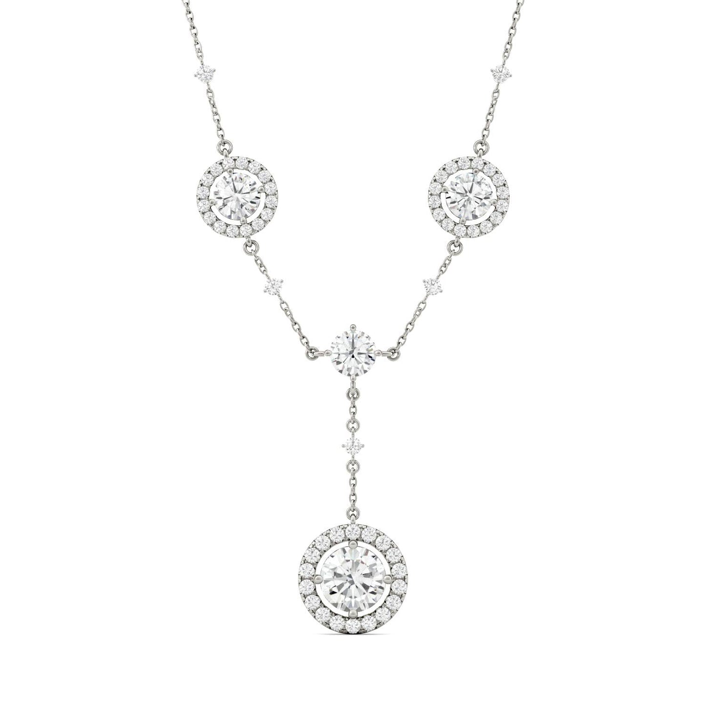 3.05 CTW Moissanite Halo Lariat Necklace