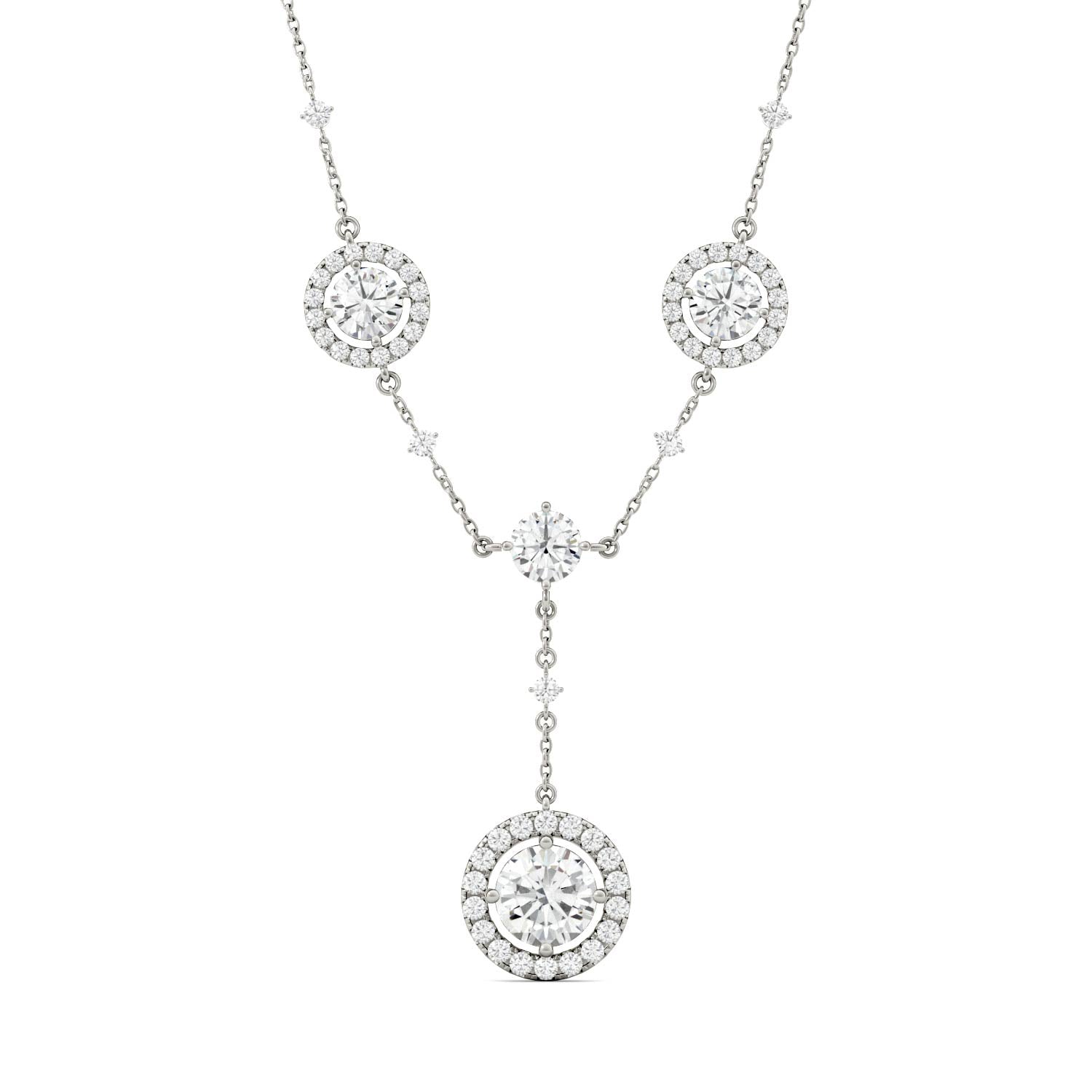 3.05 CTW Moissanite Halo Lariat Necklace