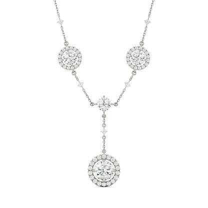 3.05 CTW Moissanite Halo Lariat Necklace