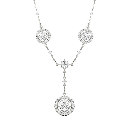 3.05 CTW Moissanite Halo Lariat Necklace