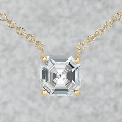 2.21 CTW DEW Asscher Moissanite Solitaire Pendant