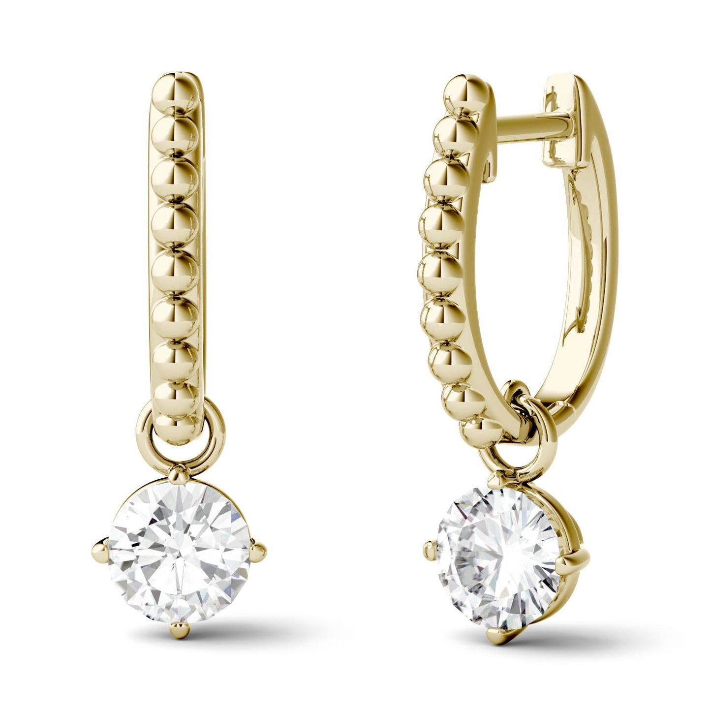 1.00 CTW DEW Round Moissanite Hoop Drop Earrings