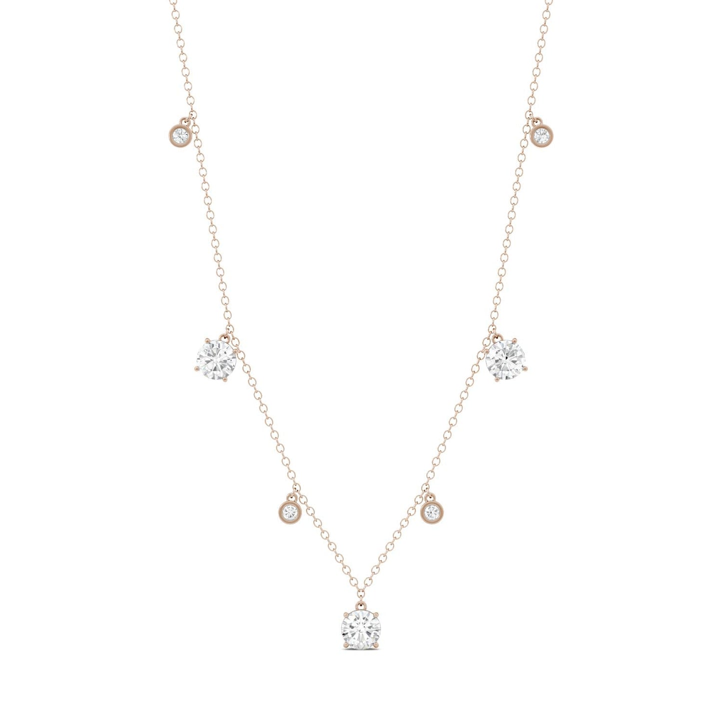 1.08 CTW Moissanite Station Necklace 14K Rose Gold