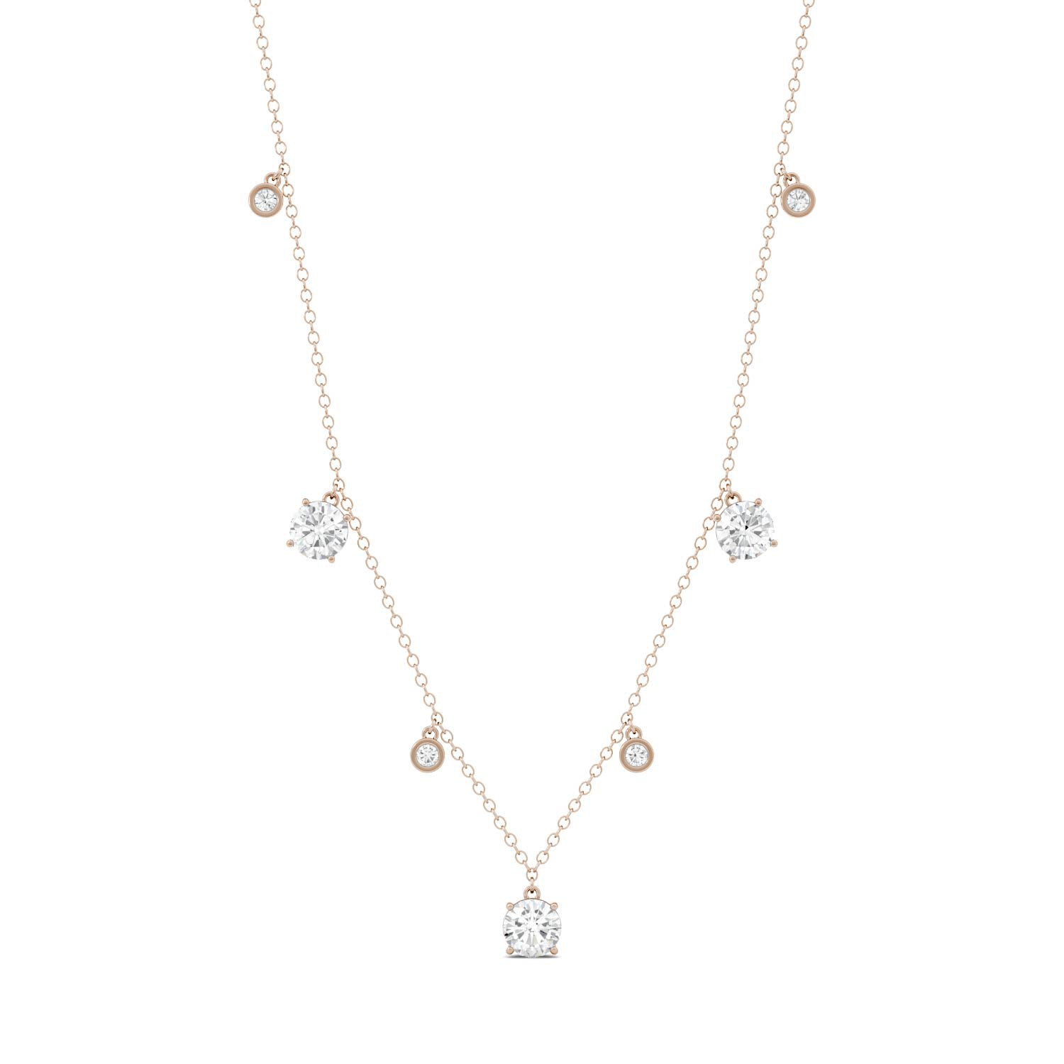 1.08 CTW Moissanite Station Necklace 14K Rose Gold