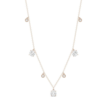 1.08 CTW Moissanite Station Necklace 14K Rose Gold