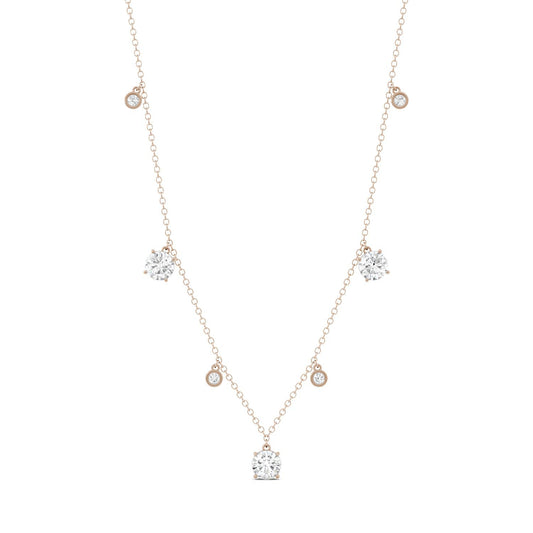 1.08 CTW Moissanite Station Necklace 14K Rose Gold