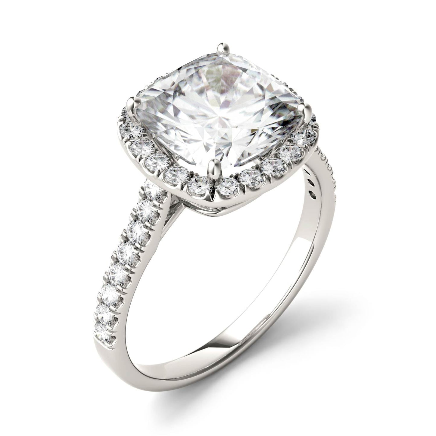 Moissanite Sterling Silver Cushion Solitaire Ring