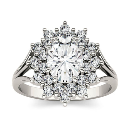 Moissanite Oval Halo Ring 1.98 CTW