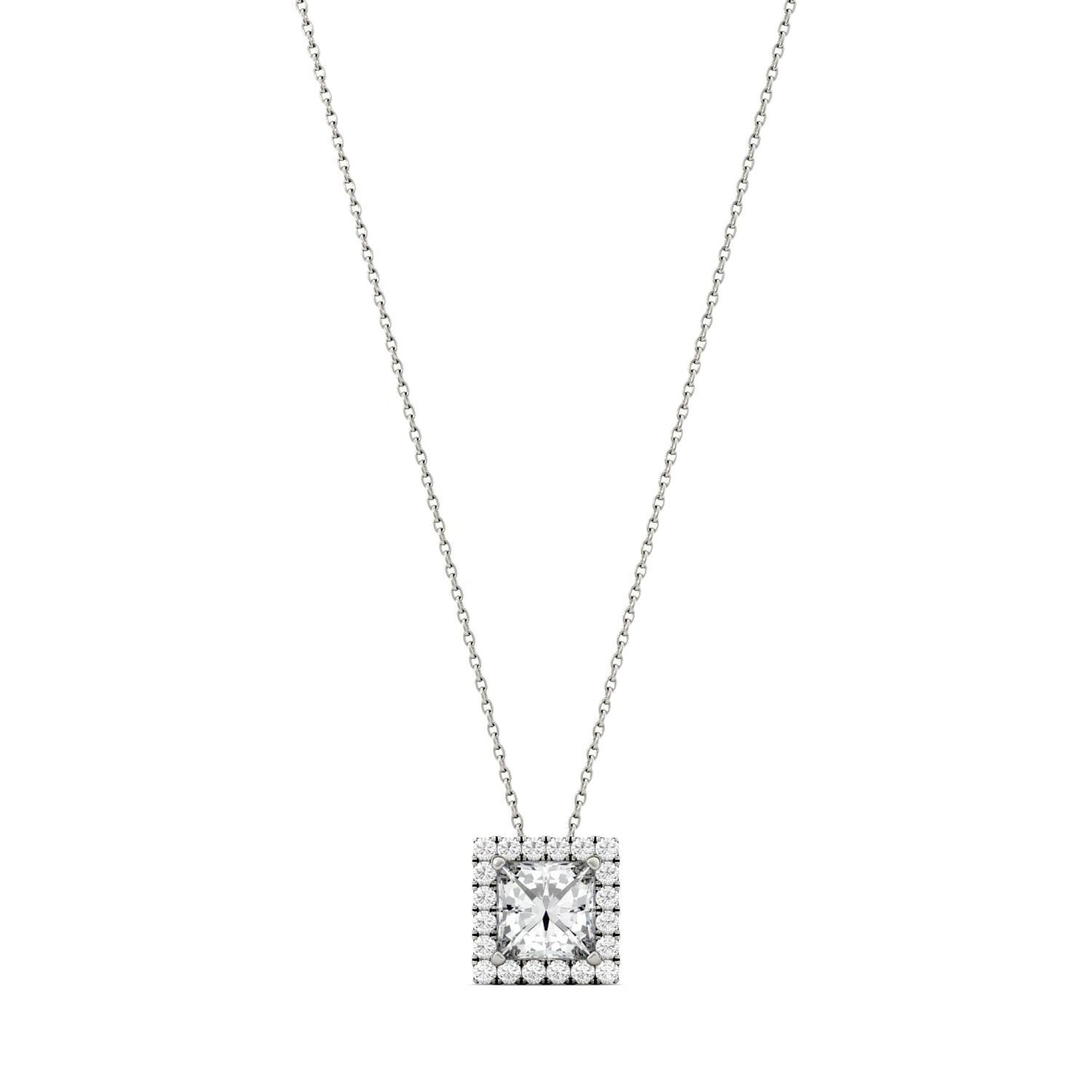 1.90 CTW Moissanite Square Halo Pendant