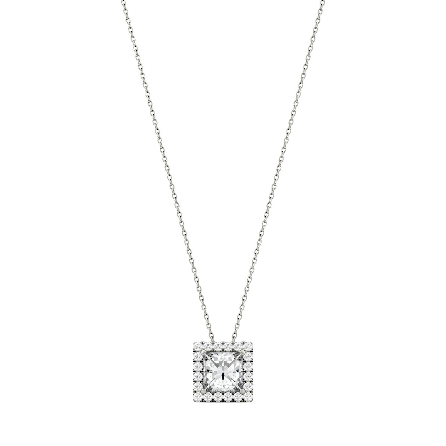 1.90 CTW Moissanite Square Halo Pendant