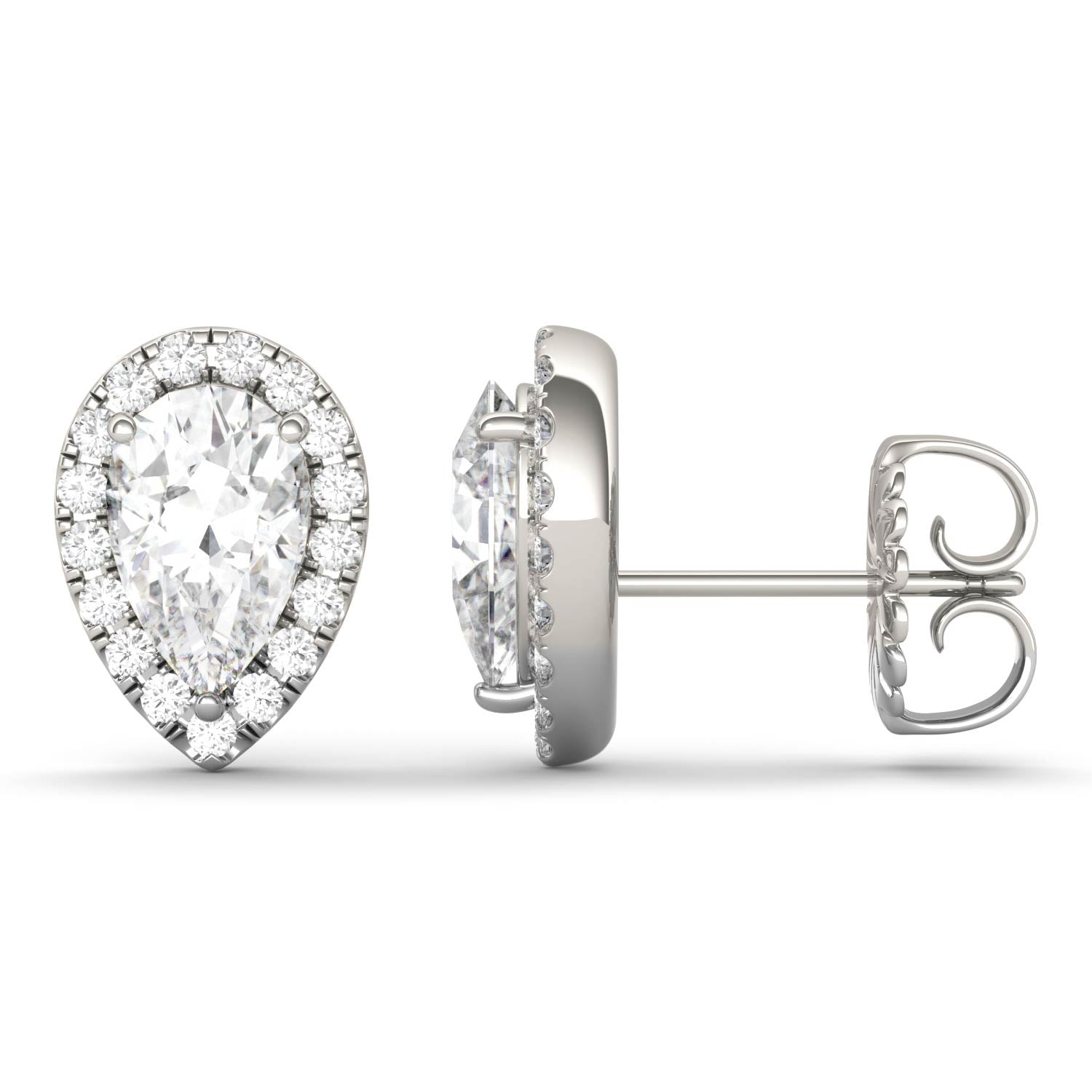 2.22 CTW Moissanite Halo Stud Earrings