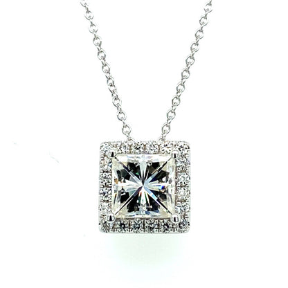 1.90 CTW Moissanite Square Halo Pendant