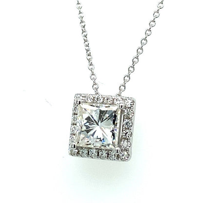 1.90 CTW Moissanite Square Halo Pendant