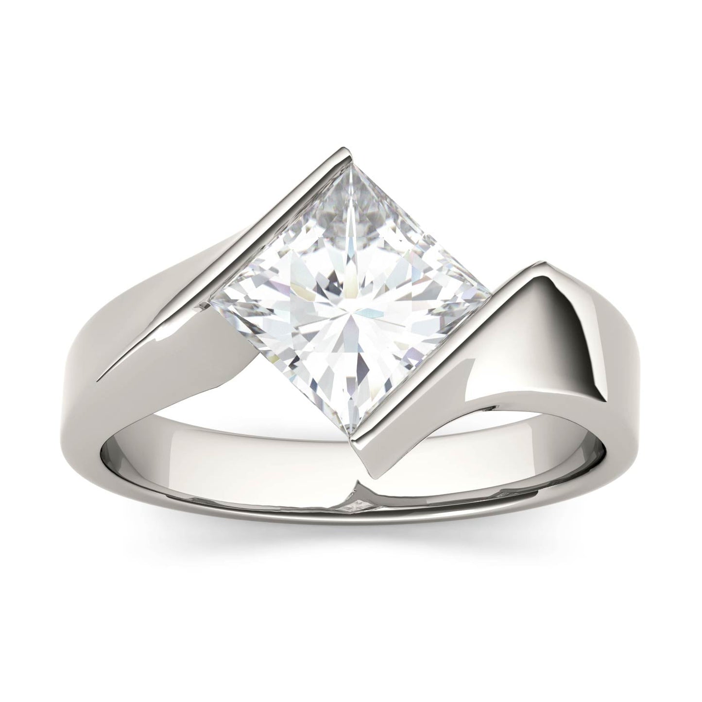 1.70 CTW Square Moissanite White Gold Engagement Ring